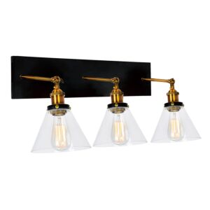 Eustis Three Light Wall Sconce in Black & Gold Brass by CWI Lighting