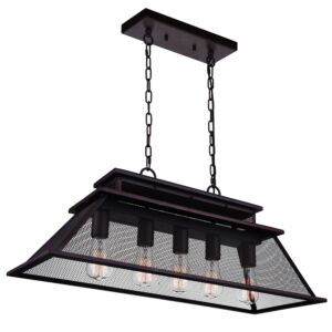 CWI Lighting Savill 5 Light Island Chandelier with Reddish Black finish