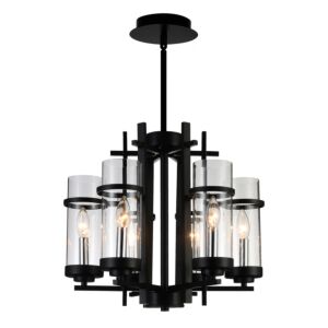 Sierra Six Light Chandelier in Black by CWI Lighting