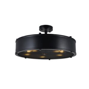 CWI Lighting Tigris 5 Light Drum Shade Flush Mount with Black finish