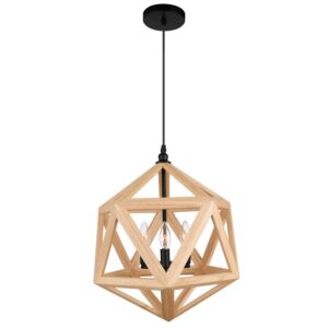 CWI Lighting Lante 3 Light Pendant with Black & Wood finish