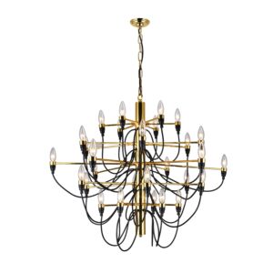 Hayden 30 Light Chandelier in Shinny Gold by CWI Lighting