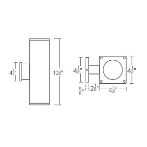 WAC Cube Arch 4000K 2 Light 13 Inch Outdoor Wall Light in Graphite