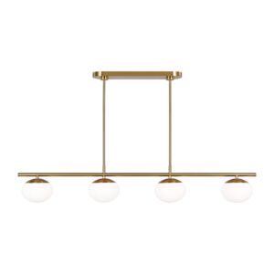 Lune Four Light Linear Chandelier in Burnished Brass by Visual Comfort Studio