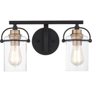 Emerson Two Light Bath in Matte Black by Quoizel