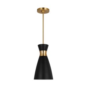 Heath 1-Light Pendant in Midnight Black with Burnished Brass