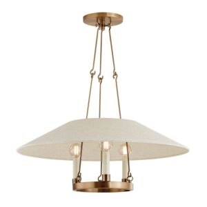 Archive Three Light Chandelier in Patina Brass by Troy Lighting