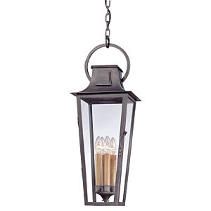 Parisian Square Four Light Hanging Lantern in Aged Pewter by Troy Lighting