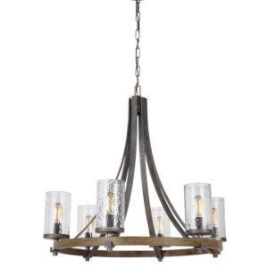 Visual Comfort Studio Angelo 6-Light Chandelier in Distressed Oak