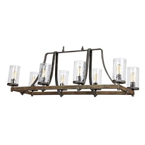 Visual Comfort Studio Angelo 8-Light Linear Chandelier in Distressed Oak