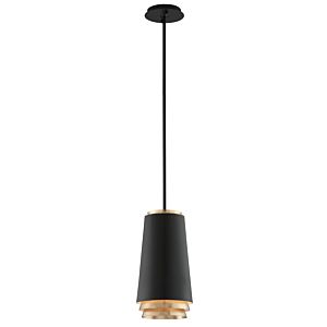 Fahrenheit One Light Pendant in Textured Black WGold Leaf by Troy Lighting