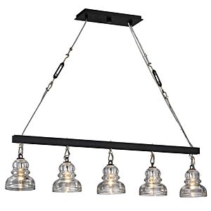 Menlo Park Five Light Linear Pendant in Textured Iron by Troy Lighting