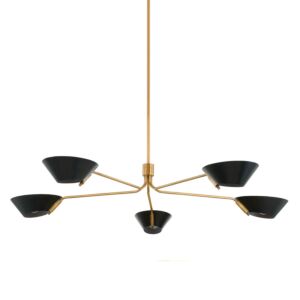 Sacramento Five Light Chandelier in Patina BrassSoft Black by Troy Lighting