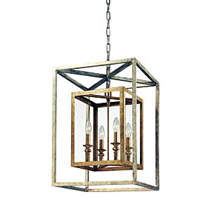 Morgan Four Light Lantern in Gold Silver Leaf by Troy Lighting