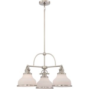 Grant Three Light Chandelier in Brushed Nickel by Quoizel