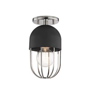 Haley One Light Flush Mount in Polished Nickel Black by Mitzi