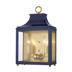 Leigh Two Light Wall Sconce in Aged BrassNavy by Mitzi