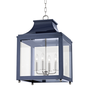 Leigh Four Light Lantern in Polished NickelNavy by Mitzi