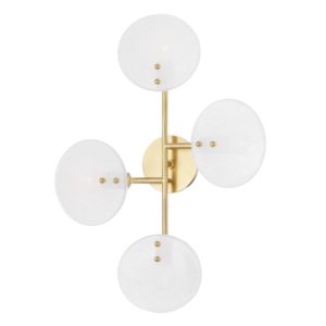 Giselle Four Light Semi Flush Mount in Aged Brass by Mitzi