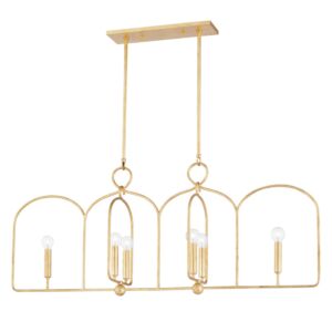 Mallory Six Light Linear in Gold Leaf by Mitzi