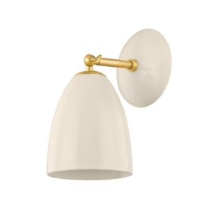 Kirsten One Light Wall Sconce in Aged BrassCeramic Cream by Mitzi