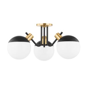 Miranda LED Semi Flush Mount in Aged BrassSoft Black by Mitzi