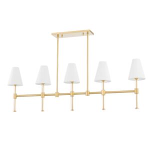 Janelle Five Light Linear in Aged Brass by Mitzi