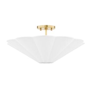 Alana Three Light Semi Flush Mount in Aged Brass by Mitzi