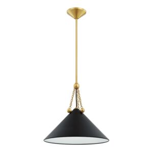 Kalea One Light Pendant in Aged BrassSoft Black by Mitzi