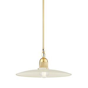 Leanna One Light Pendant in Aged BrassSoft Cream by Mitzi