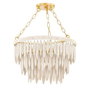 Tiffany One Light Pendant in Aged BrassTextured Cream by Mitzi