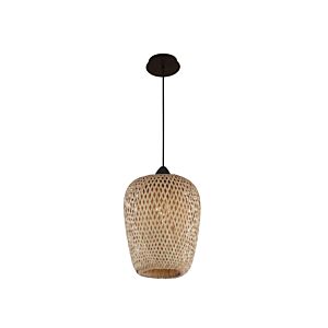 Tulum One Light Pendant in Bamboo Wicker And Black by Avenue Lighting