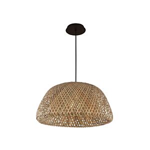 Tulum One Light Pendant in Bamboo Wicker And Black by Avenue Lighting