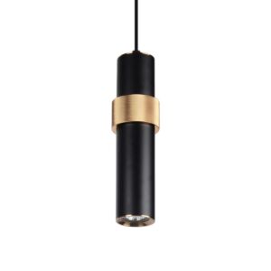 Cicada One Light Pendant in Black With Knurled Brass Accent by Avenue Lighting