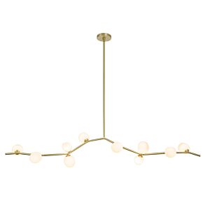 Hampton Ten Light Chandelier in Brushed Brass With White Glass by Avenue Lighting