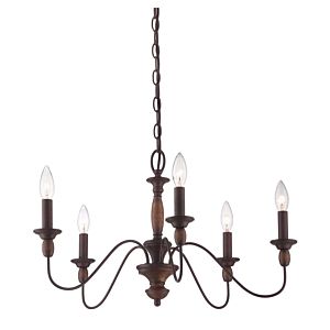 Quoizel Holbrook 5 Light 14 Inch Traditional Chandelier in Tuscan Brown