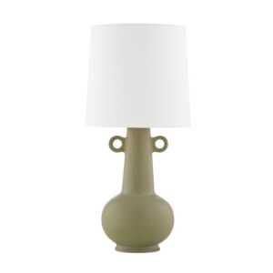 Rikki One Light Table Lamp in Aged BrassCeramic Reactive Golden Olive by Mitzi