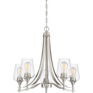 Towne Five Light Chandelier in Brushed Nickel by Quoizel