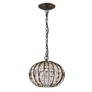 Olivia 1-Light Oil-Rubbed Bronze Crystal Globe Pendant 