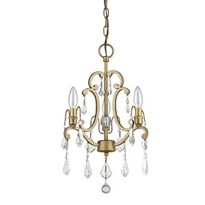 Claire 3-Light Antique Gold Convertible Mini Chandelierto Semi-Flush Mount With Crystal Accents