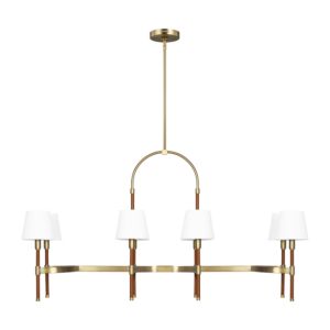 Katie 8 Light Kitchen Island Light in Time Worn Brass And Saddle Leather by Ralph Lauren