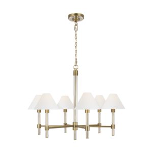 Visual Comfort Studio Robert 6-Light Chandelier in Time Worn Brass And Clear Acrylic by Ralph Lauren