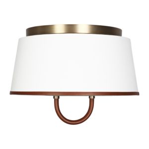 Visual Comfort Studio Katie 2-Light Ceiling Light in Time Worn Brass And Saddle Leather by Ralph Lauren