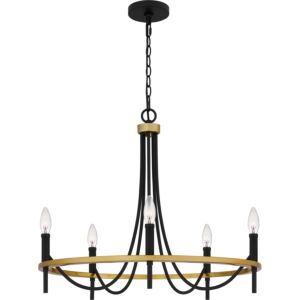 Legare Five Light Chandelier in Matte Black by Quoizel