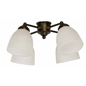 Craftmade 4 Light Universal Fan Light Kit in Oiled Bronze with White Glass