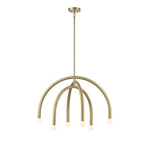  Six Light Chandelier in Natural Brass by Meridian