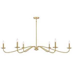  Six Light Chandelier in Natural Brass by Meridian