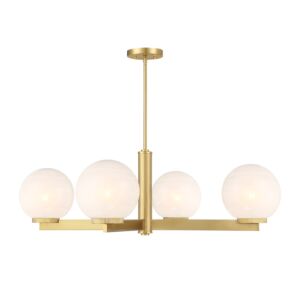 4-Light  Chandelier in Natural Brass