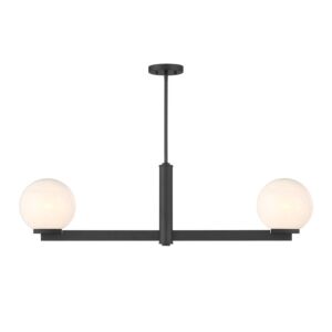 2-Light  Linear Chandelier in Matte Black