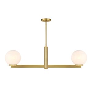 2-Light  Linear Chandelier in Natural Brass